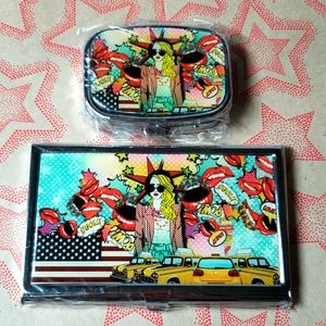 Nicole Lee Business Card Holder and Pill Case NWT